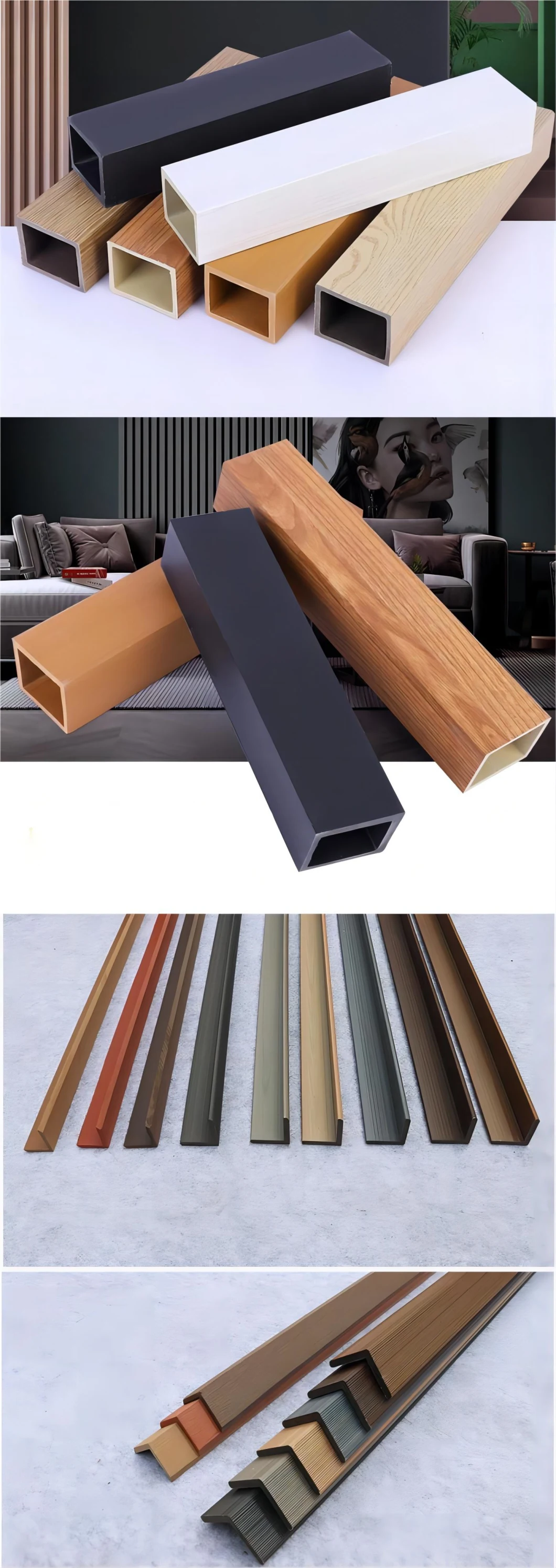 WPC Composite Interior Ceiling Hollow Square Timber Tube Decorative PVC Tubes