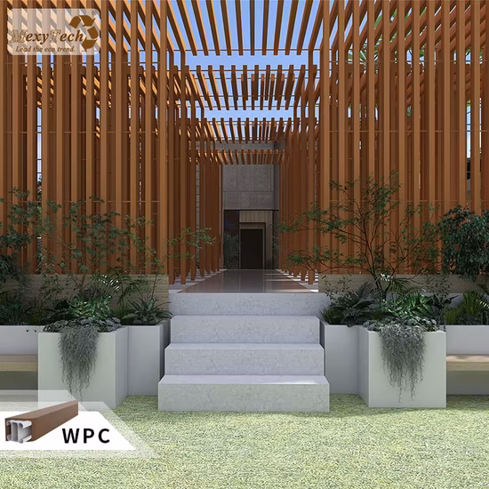 Mexytech WPC-Trennwanddekoration aus Holz und Kunststoff-Verbundwerkstoff, quadratisches Holzrohr